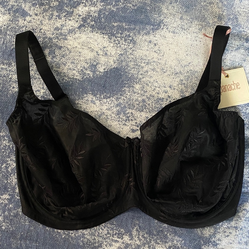 NWT Panache Tango Balconnet Elegant Underwire Black Bra Size 38J
